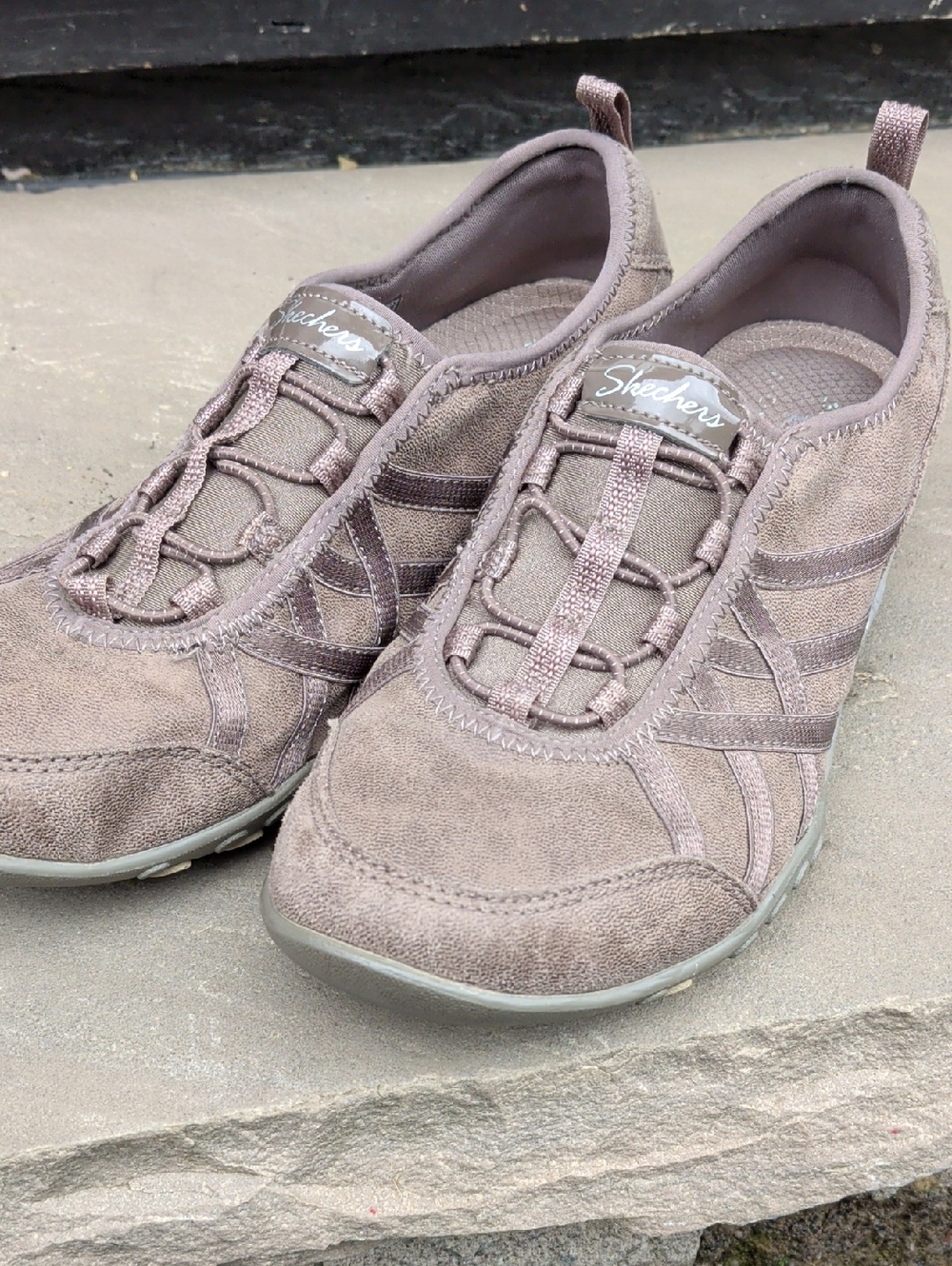 Skechers Women's Slip-On Sneakers in Taupe Suede